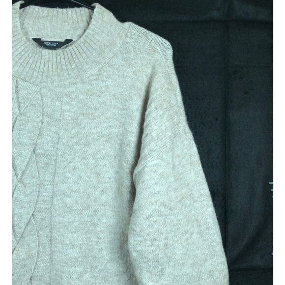 Vera Wang Womens Sweater Brown Cable Knit Mock Neck Pullover Soft Stretch M - Picture 5 of 12